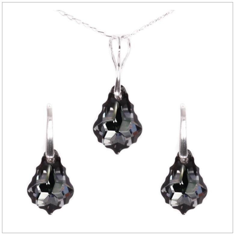 Swarovski Element Baroque Set - Silver Night - swarovski jewellery south africa kcrystals