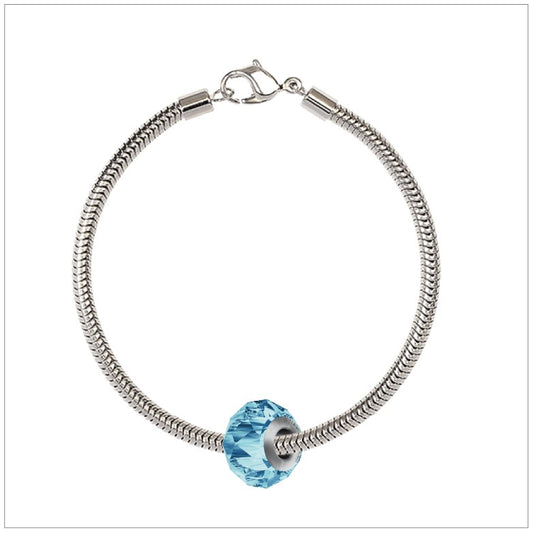 BeCharmed Bracelet Set (17cm) Swarovski Element Briolette Charm - Aquamarine