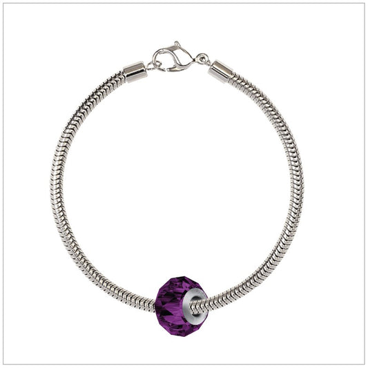 BeCharmed Bracelet Set (17cm) Swarovski Element Briolette Charm Amethyst