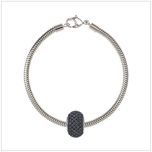 BeCharmed Bracelet Set (19.5cm) Swarovski Element Pave Charm - Silver Night