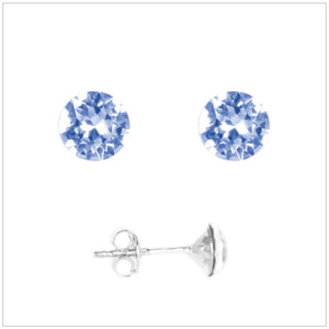 Swarovski Element Chaton Earrings - Light Sapphire - K. Crystals Online