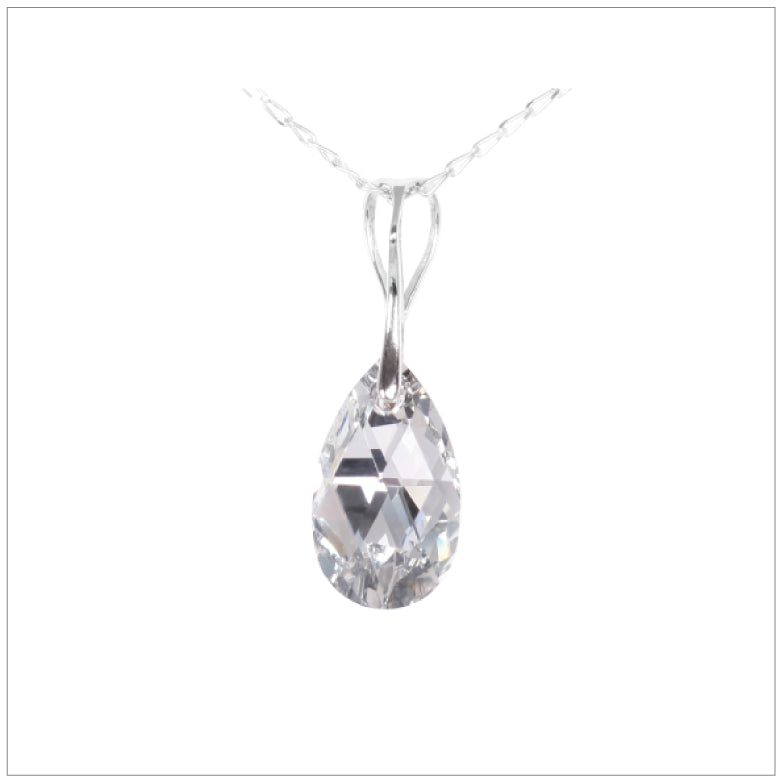 Swarovski Element Drop Necklace - Chrome/Labrador - K. Crystals Online