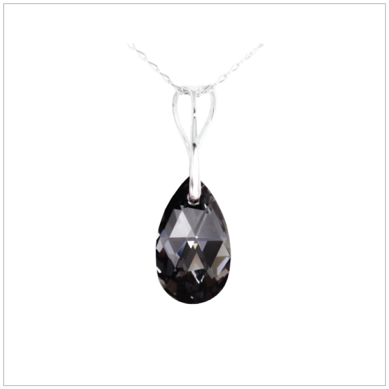 Swarovski Element Drop Necklace - Silver Night - K. Crystals Online