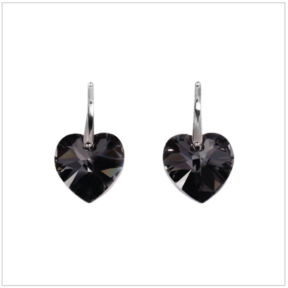 Swarovski Element Heart Earrings - Silver Night - K. Crystals Online
