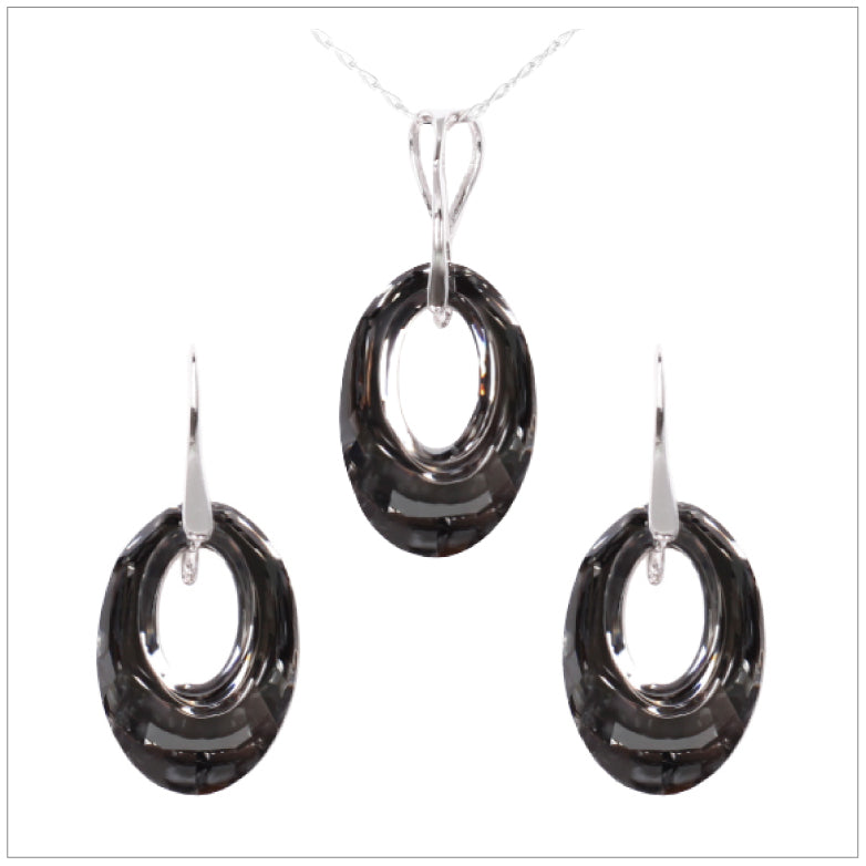 Swarovski Element Helios Set - Silver Night - swarovski jewellery south africa kcrystals