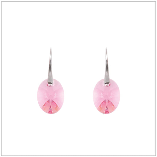 Swarovski Element Oval Earrings - Light Rose