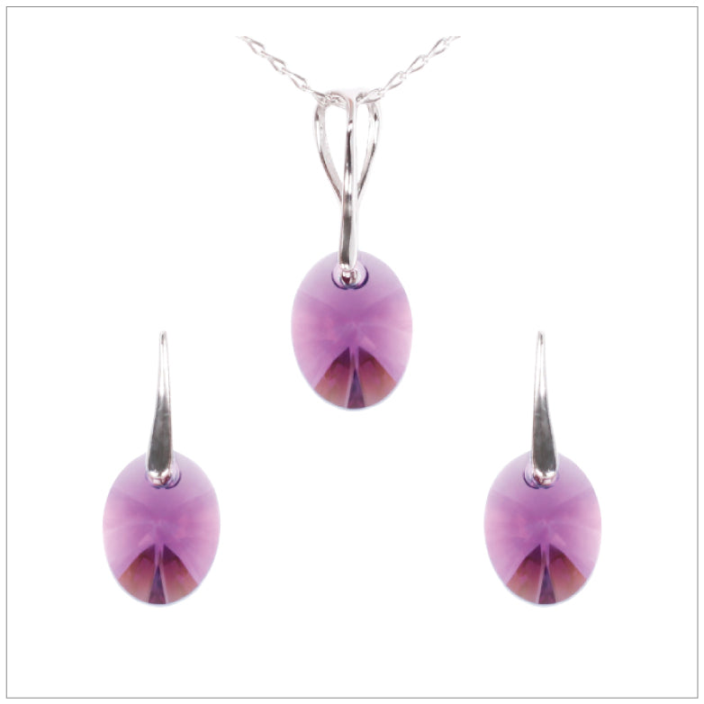 Swarovski Element Oval Set - Amethyst