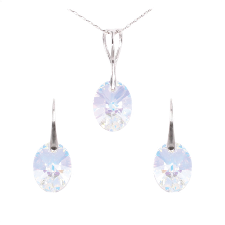 Swarovski Element Oval Set - Aurore Boreale