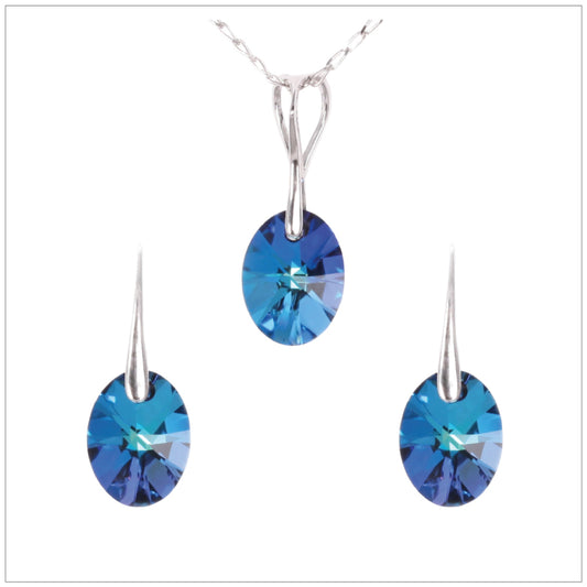 Swarovski Element Oval Set - Bermuda Blue