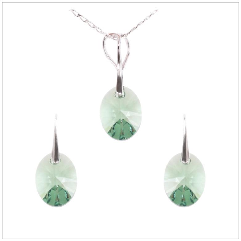 Swarovski Element Oval Set - Fern Green