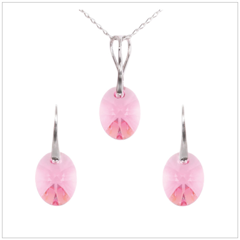 Swarovski Element Oval Set - Light Rose
