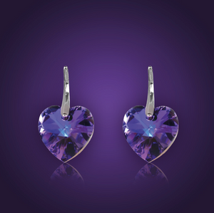 Swarovski Element Heart Earrings - Heliotrop