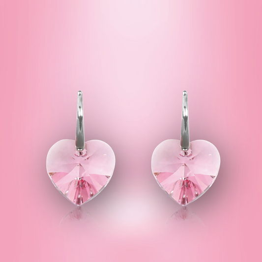 Swarovski Element Heart Earrings - Light Rose - K. Crystals Online