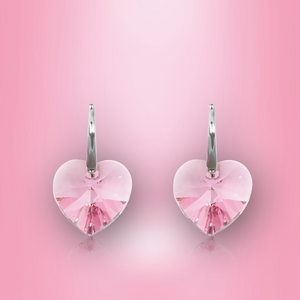 Swarovski Element Heart Earrings - Light Rose