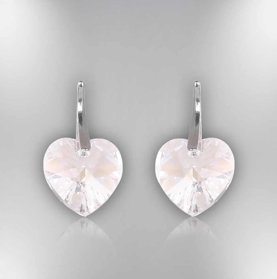 Swarovski Element Heart Earrings - Moon Light - K. Crystals Online