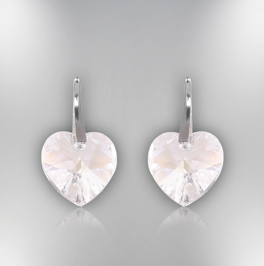 Swarovski Element Heart Earrings - Moon Light - K. Crystals Online