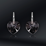 Swarovski Element Heart Earrings - Silver Night