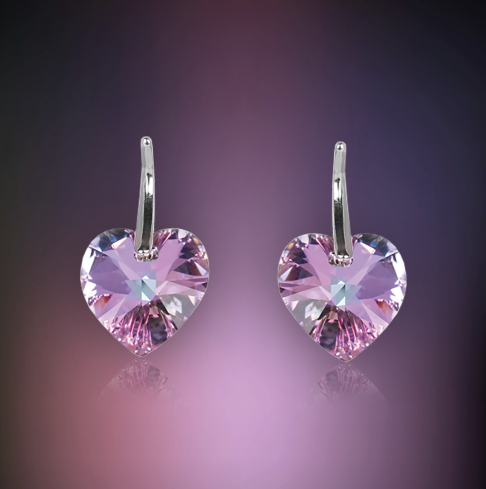 Swarovski Element Heart Earrings - Vitrail Light - K. Crystals Online