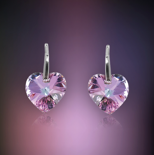 Swarovski Element Heart Earrings - Vitrail Light - K. Crystals Online