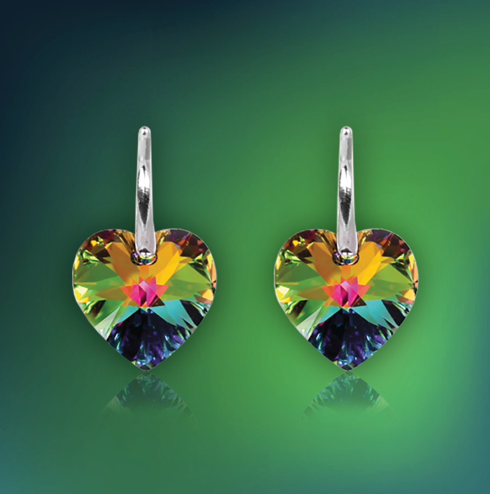 Swarovski Element Heart Earrings - Vitrail Medium - K. Crystals Online