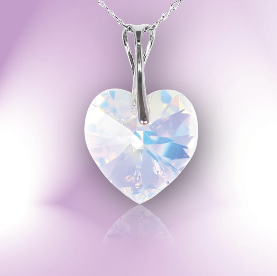 Swarovski Element Heart Necklace - Aurore Boreale - K. Crystals Online