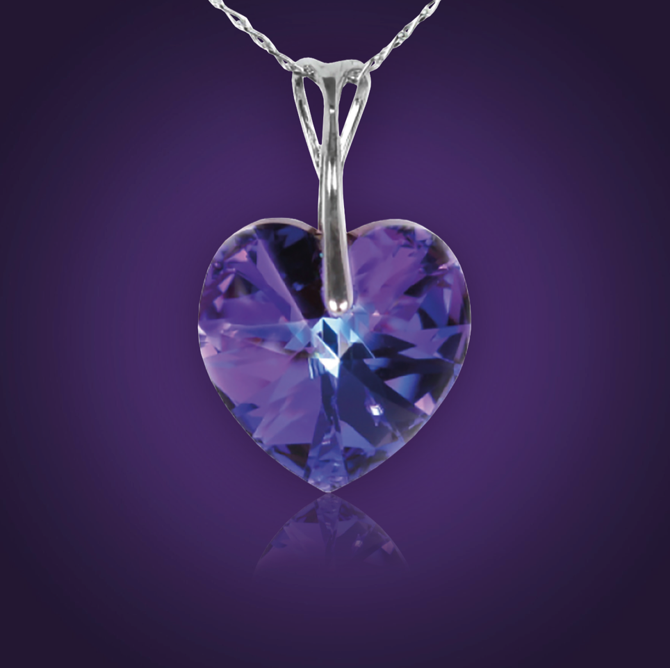 Swarovski Element Heart Necklace - Heliotrop - K. Crystals Online
