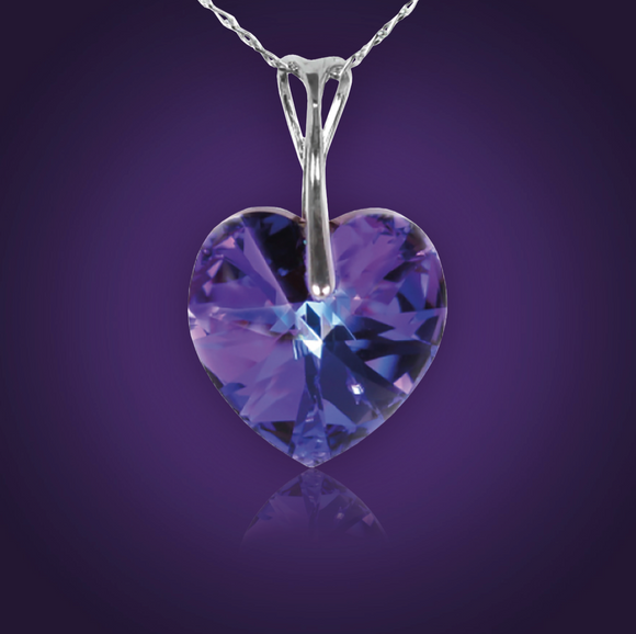 Swarovski Element Heart Necklace - Heliotrop