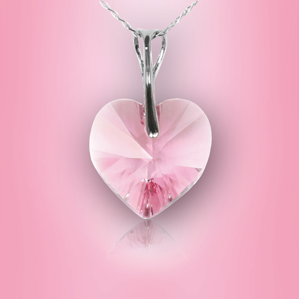 Swarovski Element Heart Necklace - Light Rose - K. Crystals Online