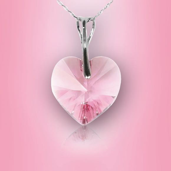 Swarovski Element Heart Necklace - Light Rose