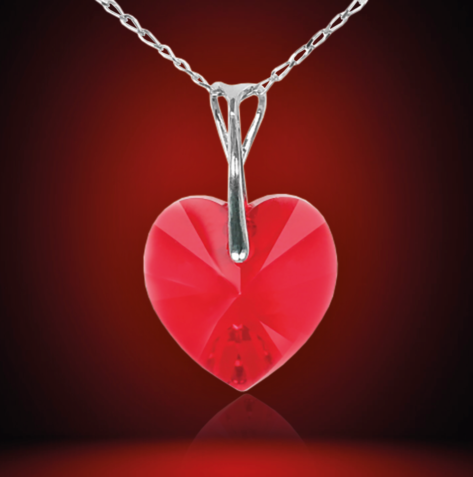 Swarovski Element Heart Necklace - Light Siam - K. Crystals Online