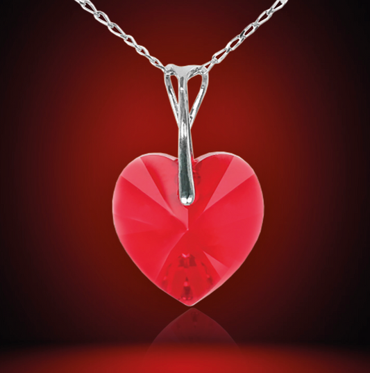 Swarovski Element Heart Necklace - Light Siam - K. Crystals Online