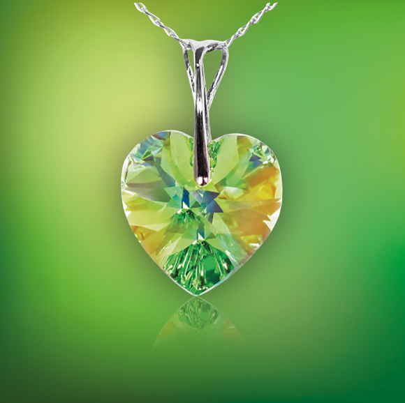 Swarovski Element Heart Necklace - Peridot