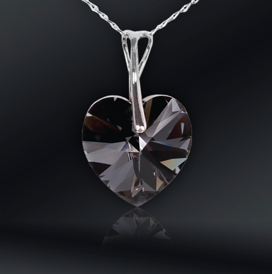 Swarovski Element Heart Necklace - Silver Night - K. Crystals Online