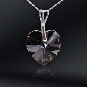 Swarovski Element Heart Necklace - Silver Night