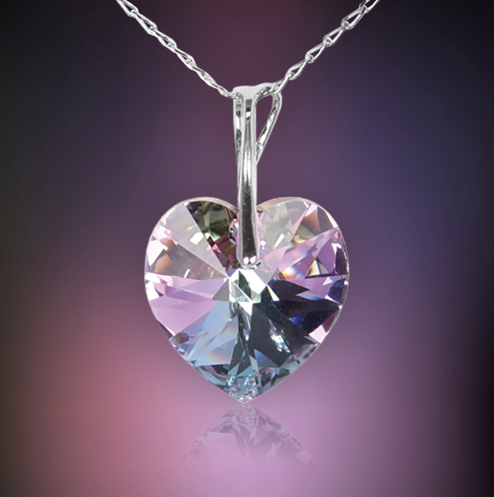 Swarovski Element Heart Necklace - Vitrail Light - K. Crystals Online