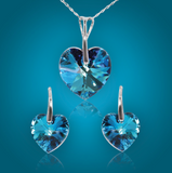 Swarovski Element Heart Set - Bermuda Blue