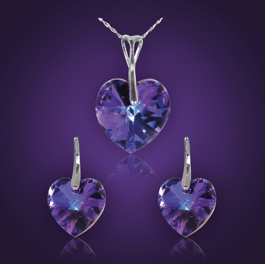 Swarovski Element Heart Set - Heliotrop - K. Crystals Online