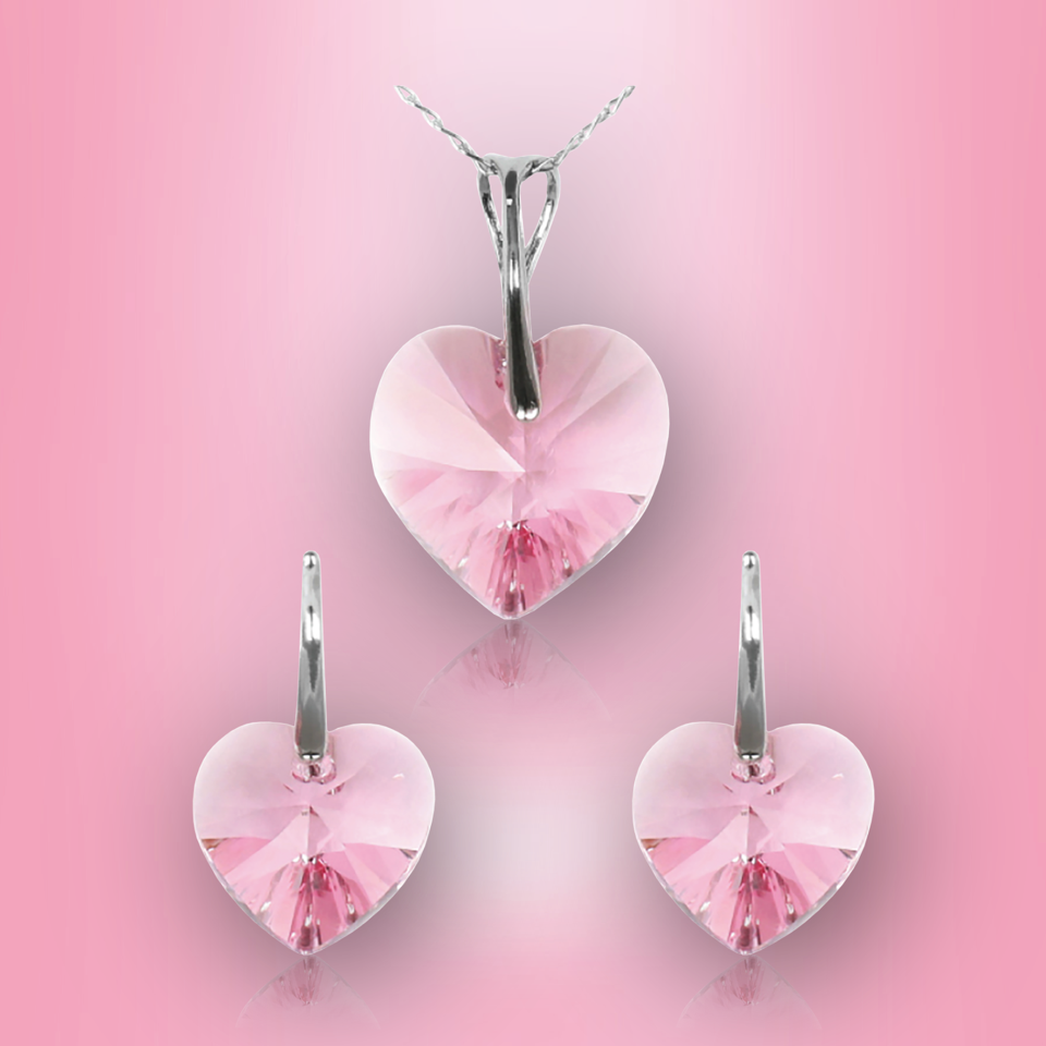 Swarovski Element Heart Set - Light Rose - K. Crystals Online