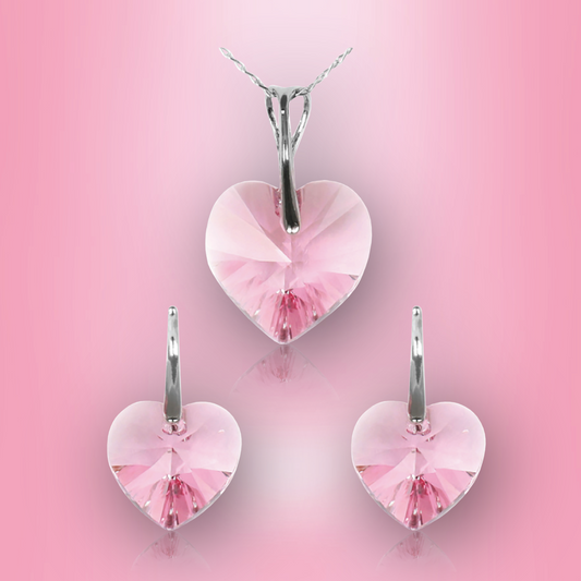 Swarovski Element Heart Set - Light Rose - K. Crystals Online