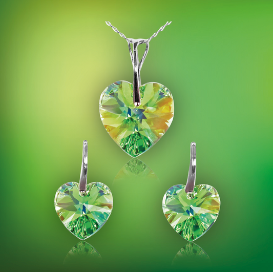 Swarovski Element Heart Set - Peridot - K. Crystals Online