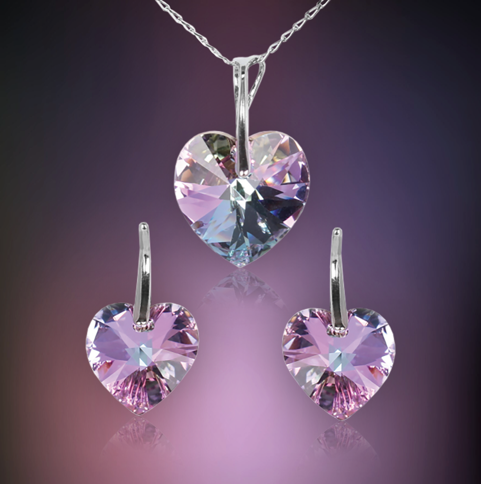 Swarovski Element Heart Set - Vitrail Light - K. Crystals Online