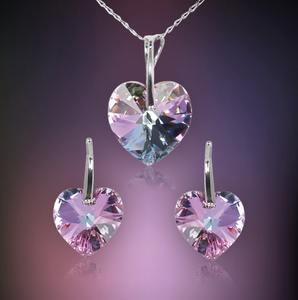 Swarovski Element Heart Set - Vitrail Light