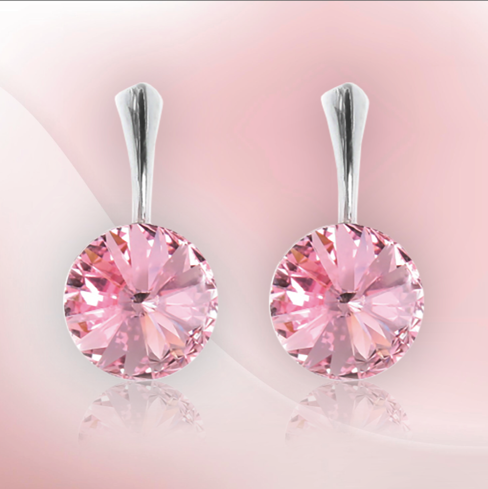 Swarovski Element Rivoli Earrings - Light Rose - K. Crystals Online