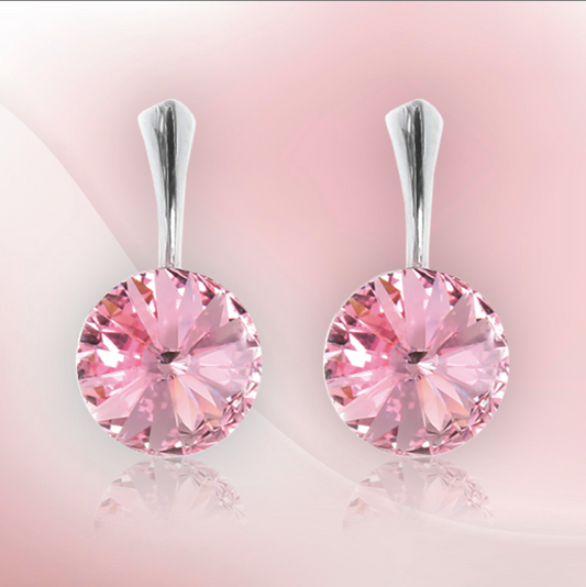 Swarovski Element Rivoli Earrings - Light Rose - K. Crystals Online