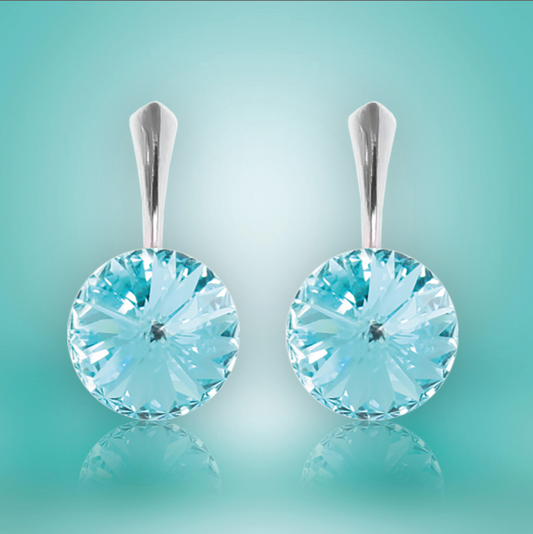 Swarovski Element Rivoli Earrings - Light Turquoise - K. Crystals Online