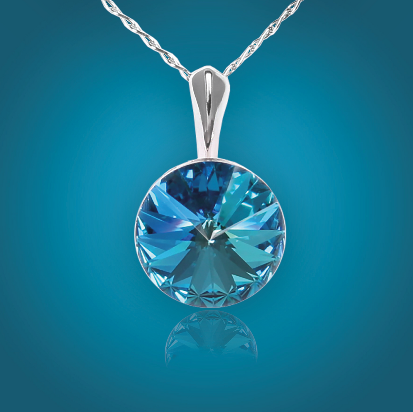 Swarovski Element Rivoli Necklace - Bermuda Blue - K. Crystals Online