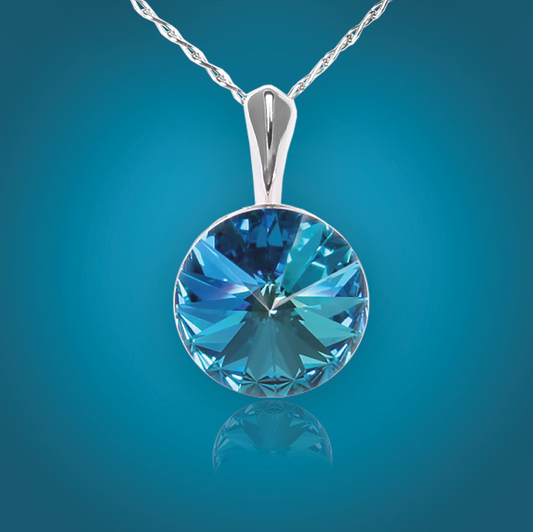 Swarovski Element Rivoli Necklace - Bermuda Blue - K. Crystals Online