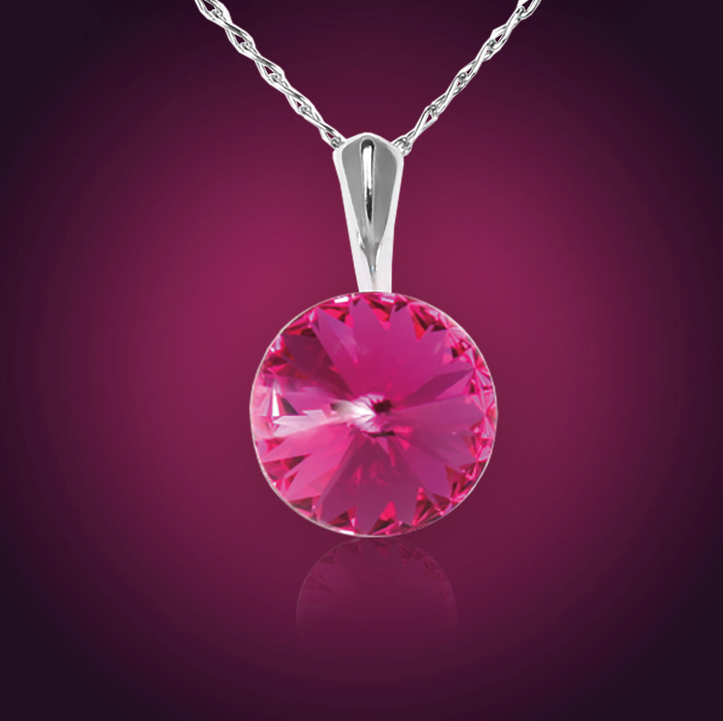 Swarovski Element Rivoli Necklace - Fuchsia - K. Crystals Online