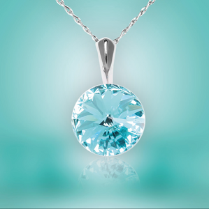 Swarovski Element Rivoli Necklace - Light Turquoise