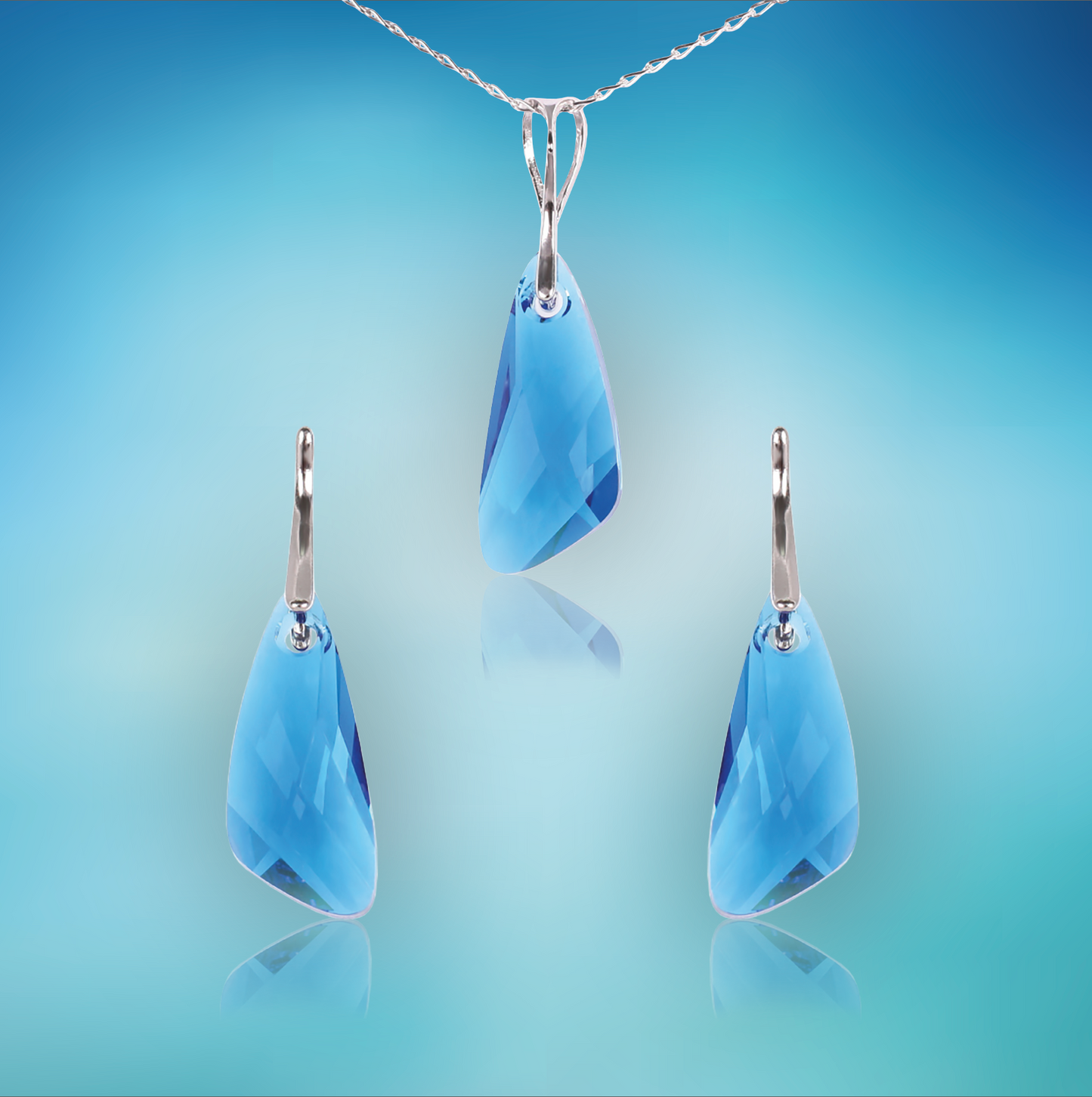 Swarovski Element Wing Set - Capri Blue